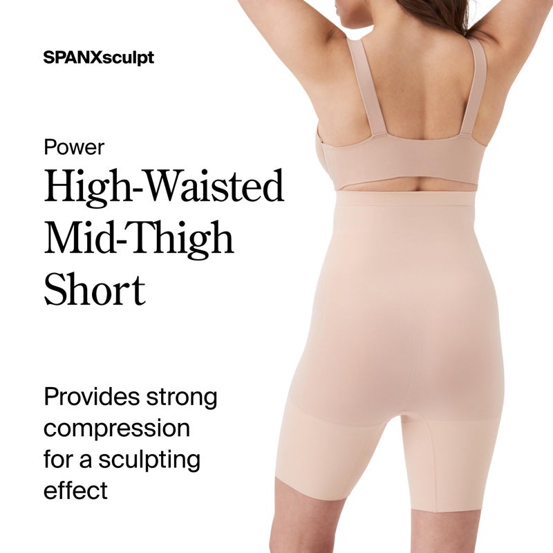 SPANX SPANXsculpt Power Series High-Waisted Mid-Thigh Short - Lightweight, All-Day Comfort - Core Control Shapewear - Soft Nude - 1X - Image 2